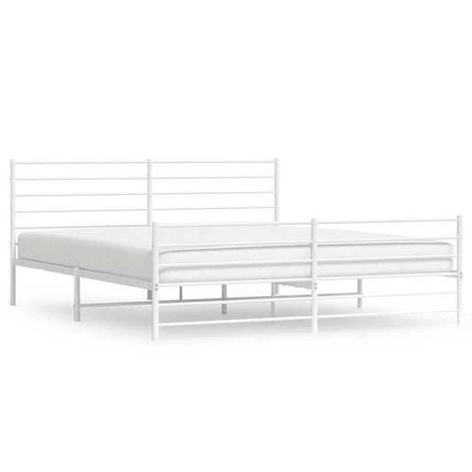 Metal Bed Frame without Mattress with Footboard White 180x200cm Metal Bed Frame without Mattress with Footboard White 180x200cm