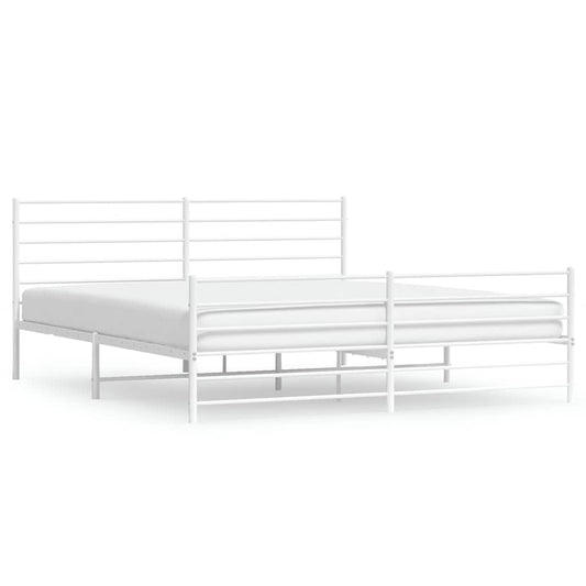 Metal Bed Frame without Mattress with Footboard White 183x213cm Metal Bed Frame without Mattress with Footboard White 183x213cm