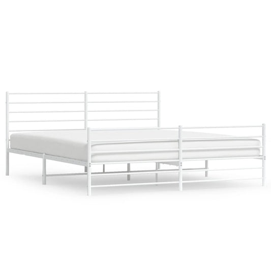 Metal Bed Frame without Mattress with Footboard White 200x200cm Metal Bed Frame without Mattress with Footboard White 200x200cm
