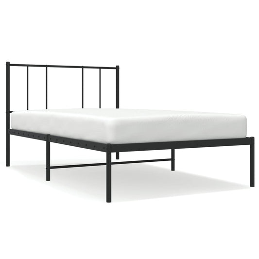 Metal Bed Frame without Mattress with Headboard Black 90x190cm Metal Bed Frame without Mattress with Headboard Black 90x190cm