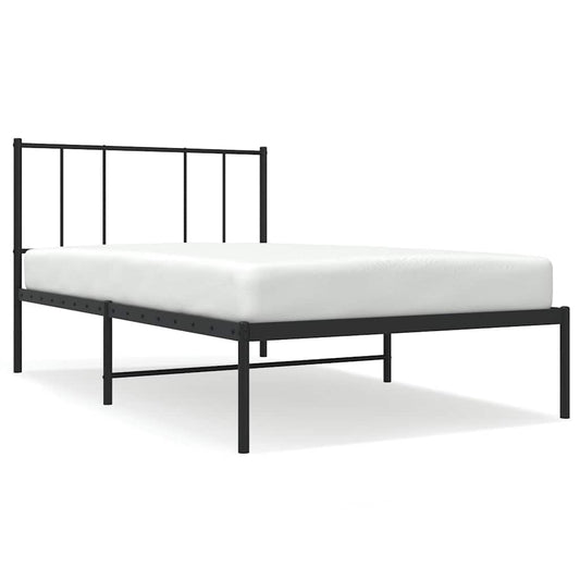 Metal Bed Frame without Mattress with Headboard Black 100x190cm Metal Bed Frame without Mattress with Headboard Black 100x190cm