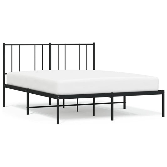 Metal Bed Frame without Mattress with Headboard Black 120x190cm Metal Bed Frame without Mattress with Headboard Black 120x190cm