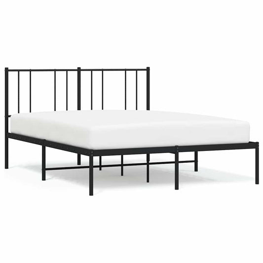 Metal Bed Frame without Mattress with Headboard Black 120x200cm Metal Bed Frame without Mattress with Headboard Black 120x200cm