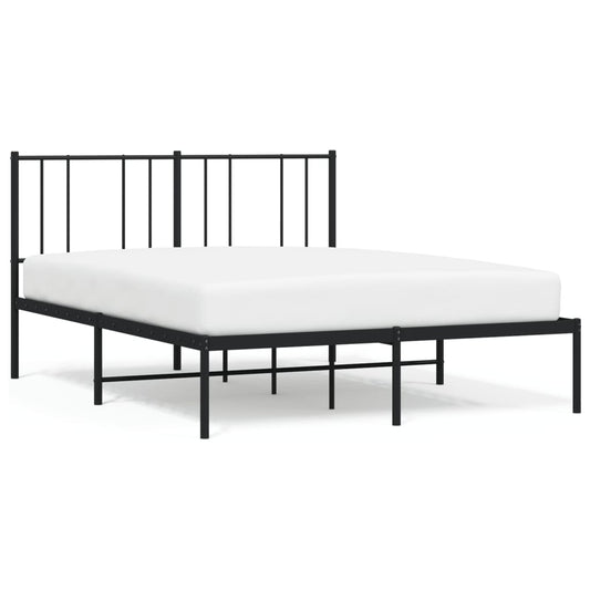 Metal Bed Frame without Mattress with Headboard Black 140x190cm Metal Bed Frame without Mattress with Headboard Black 140x190cm
