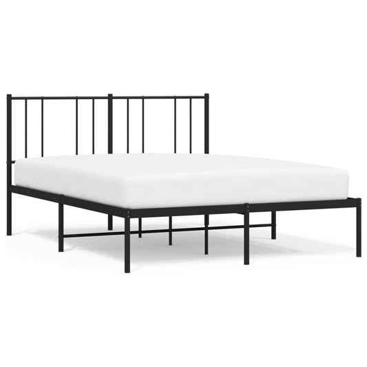 Metal Bed Frame without Mattress with Headboard Black 140x200cm Metal Bed Frame without Mattress with Headboard Black 140x200cm