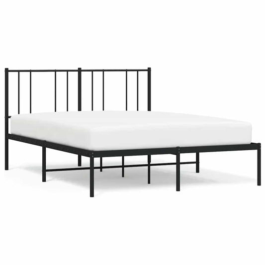 Metal Bed Frame without Mattress with Headboard Black 150x200cm Metal Bed Frame without Mattress with Headboard Black 150x200cm