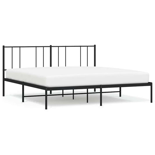 Metal Bed Frame without Mattress with Headboard Black 183x213cm Metal Bed Frame without Mattress with Headboard Black 183x213cm