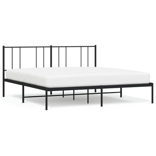 Metal Bed Frame without Mattress with Headboard Black 200x200cm Metal Bed Frame without Mattress with Headboard Black 200x200cm