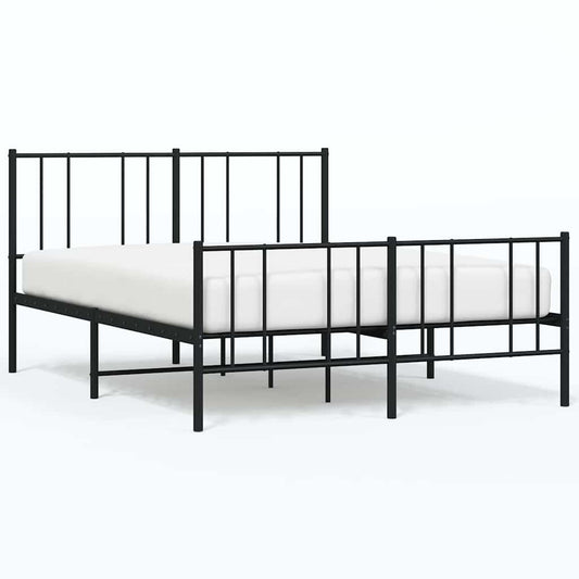 Metal Bed Frame without Mattress with Footboard Black 120x190cm Metal Bed Frame without Mattress with Footboard Black 120x190cm