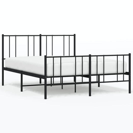 Metal Bed Frame without Mattress with Footboard Black 120x200cm Metal Bed Frame without Mattress with Footboard Black 120x200cm