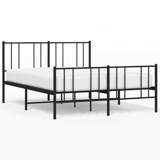 Metal Bed Frame without Mattress with Footboard Black 135x190cm Metal Bed Frame without Mattress with Footboard Black 135x190cm
