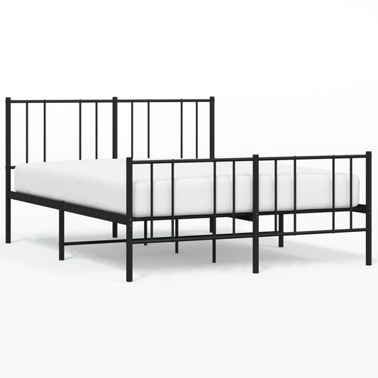 Metal Bed Frame without Mattress with Footboard Black 160x200cm Metal Bed Frame without Mattress with Footboard Black 160x200cm