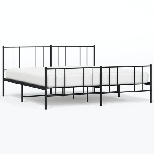 Metal Bed Frame without Mattress with Footboard Black 180x200cm Metal Bed Frame without Mattress with Footboard Black 180x200cm