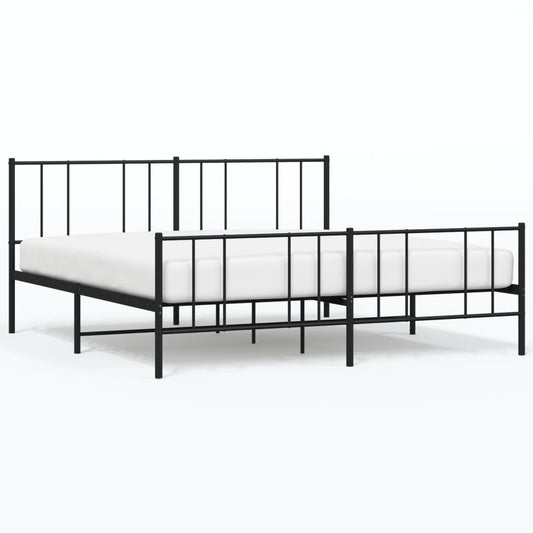 Metal Bed Frame without Mattress with Footboard Black 200x200cm Metal Bed Frame without Mattress with Footboard Black 200x200cm