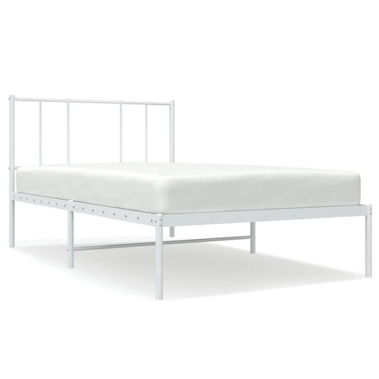 Metal Bed Frame without Mattress with Headboard White 80x200cm Metal Bed Frame without Mattress with Headboard White 80x200cm