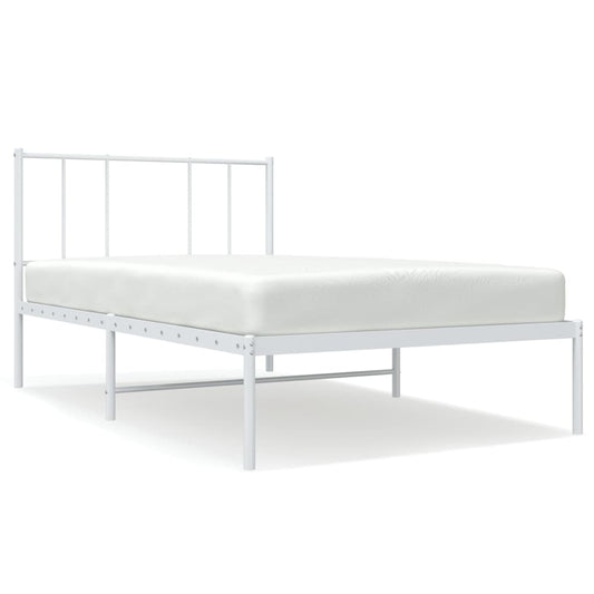 Metal Bed Frame without Mattress with Headboard White 100x190cm Metal Bed Frame without Mattress with Headboard White 100x190cm