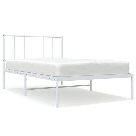 Metal Bed Frame without Mattress with Headboard White 100x200cm Metal Bed Frame without Mattress with Headboard White 100x200cm