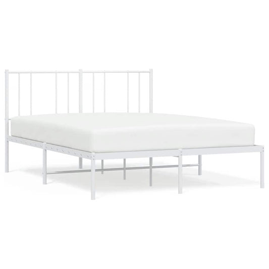 Metal Bed Frame without Mattress with Headboard White 120x200cm Metal Bed Frame without Mattress with Headboard White 120x200cm
