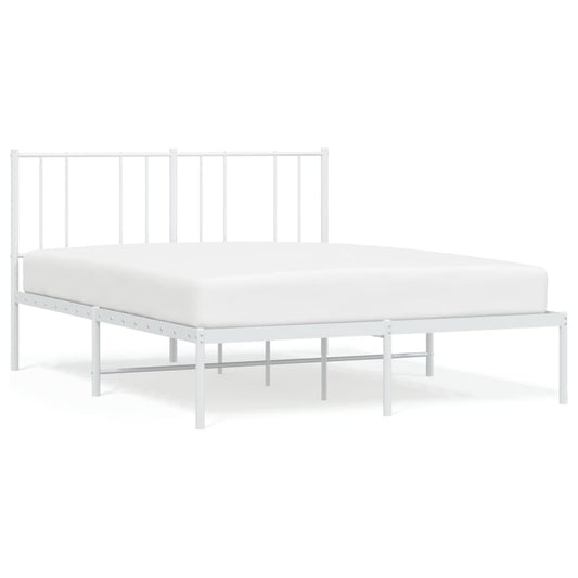 Metal Bed Frame without Mattress with Headboard White 160x200cm Metal Bed Frame without Mattress with Headboard White 160x200cm