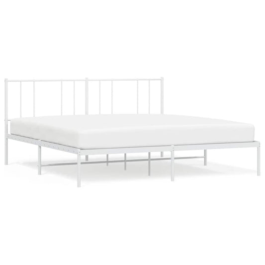 Metal Bed Frame without Mattress with Headboard White 183x213cm Metal Bed Frame without Mattress with Headboard White 183x213cm