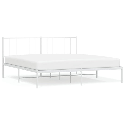 Metal Bed Frame without Mattress with Headboard White 200x200cm Metal Bed Frame without Mattress with Headboard White 200x200cm