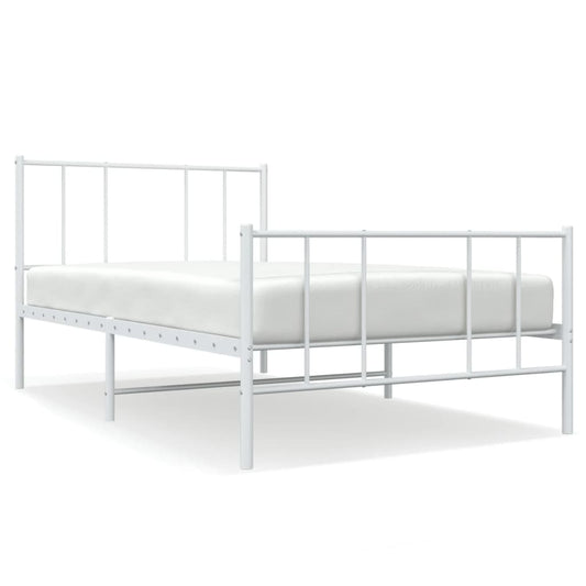 Metal Bed Frame without Mattress with Footboard White 80x200cm Metal Bed Frame without Mattress with Footboard White 80x200cm