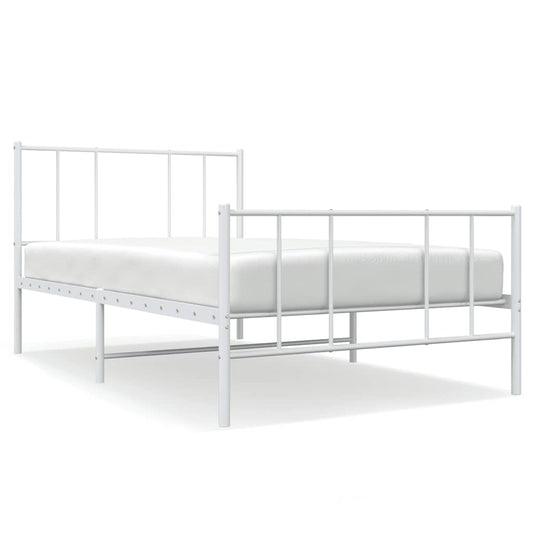 Metal Bed Frame without Mattress with Footboard White 90x200cm Metal Bed Frame without Mattress with Footboard White 90x200cm