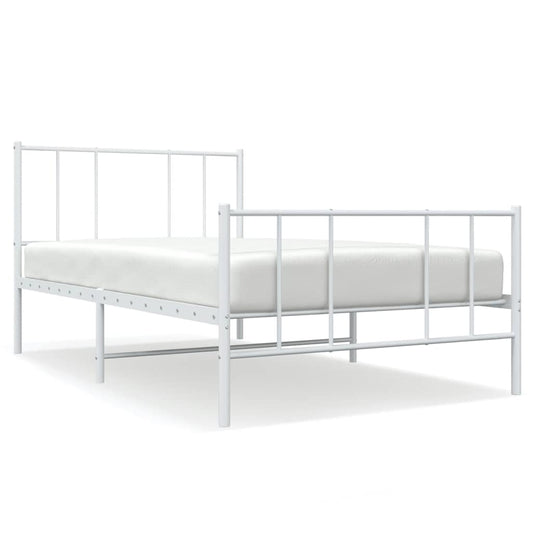 Metal Bed Frame without Mattress with Footboard White 100x190cm Metal Bed Frame without Mattress with Footboard White 100x190cm
