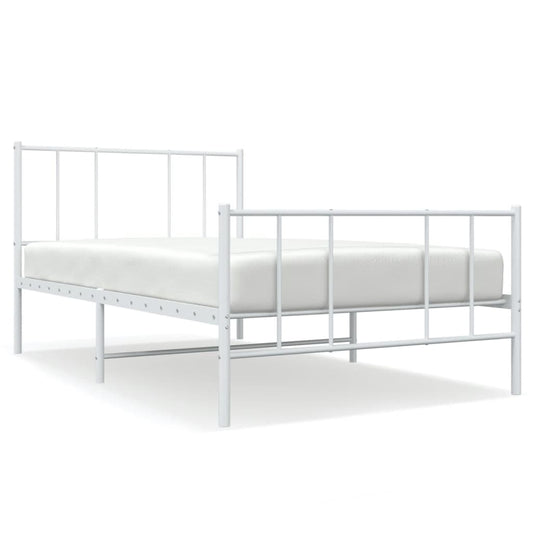 Metal Bed Frame without Mattress with Footboard White 107x203cm Metal Bed Frame without Mattress with Footboard White 107x203cm