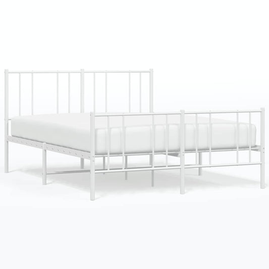 Metal Bed Frame without Mattress with Footboard White 120x190cm Metal Bed Frame without Mattress with Footboard White 120x190cm