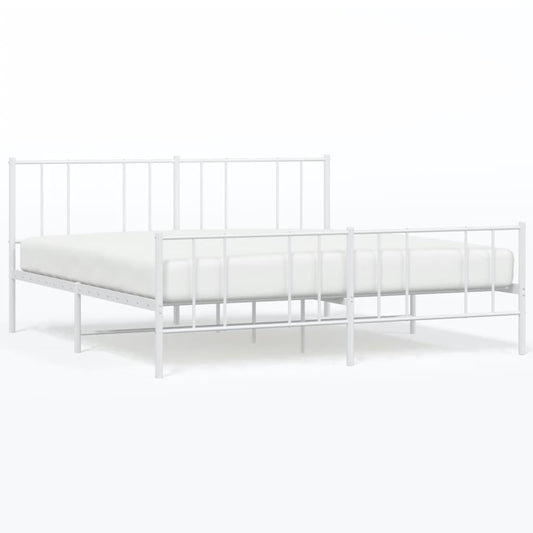 Metal Bed Frame without Mattress with Footboard White 180x200cm Metal Bed Frame without Mattress with Footboard White 180x200cm