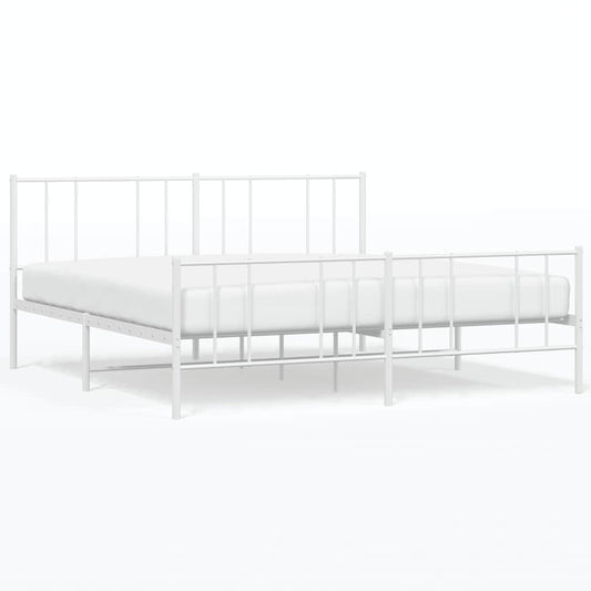 Metal Bed Frame without Mattress with Footboard White 183x213cm Metal Bed Frame without Mattress with Footboard White 183x213cm