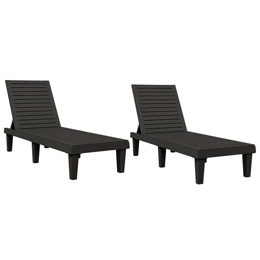 Sun Loungers 2 pcs Black 155x58x83 cm Polypropylene Sun Loungers 2 pcs Black 155x58x83 cm Polypropylene