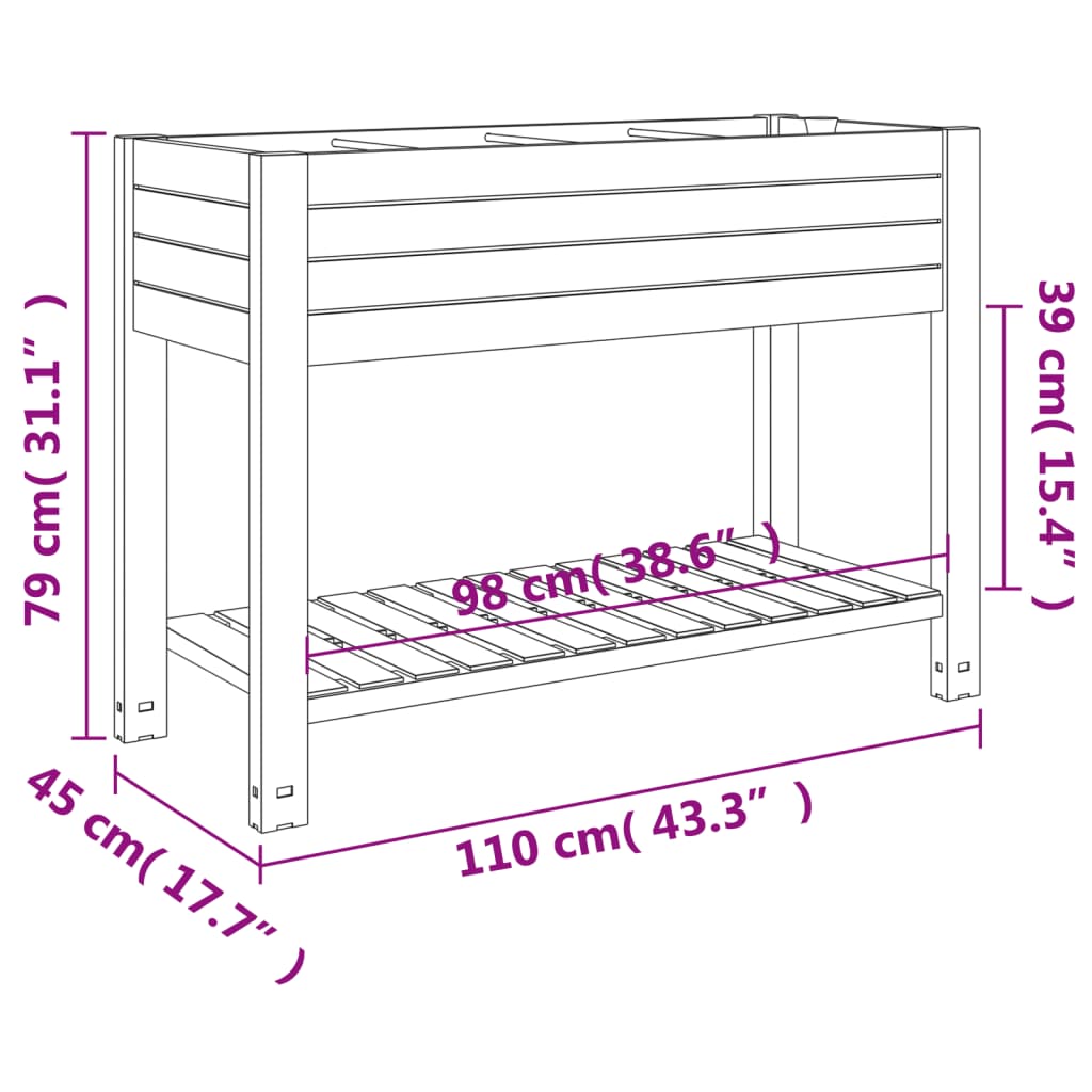 Garden Raised Bed White 110x45x79 cm Polypropylene