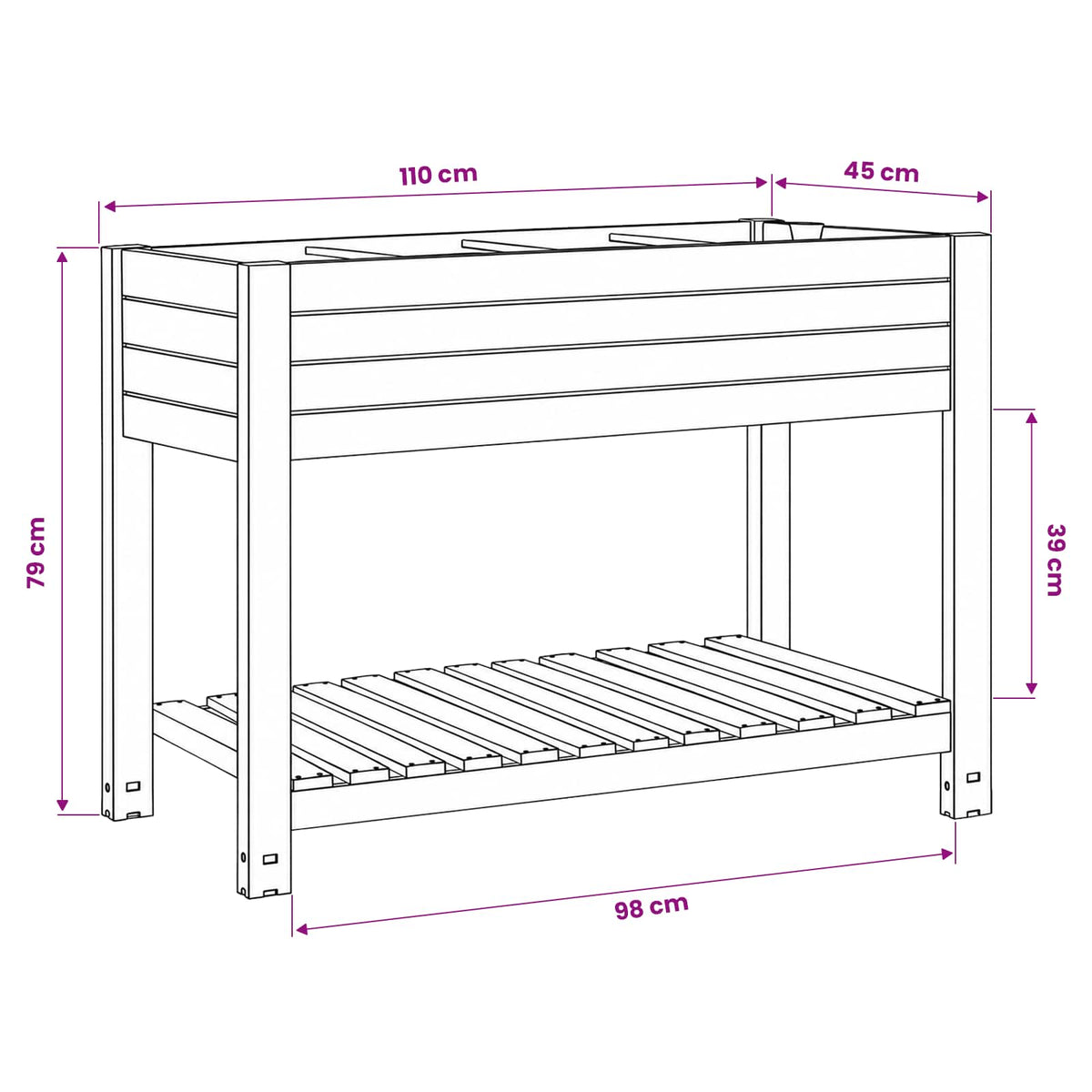 Garden Raised Bed White 110x45x79 cm Polypropylene