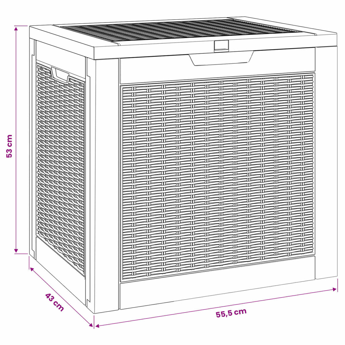 Garden Storage Box Black 55,5x43x53 cm Polypropylene