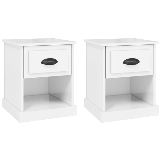 Bedside Cabinets 2 pcs High Gloss White 39x39x47.5 cm Engineered Wood Bedside Cabinets 2 pcs High Gloss White 39x39x47.5 cm Engineered Wood