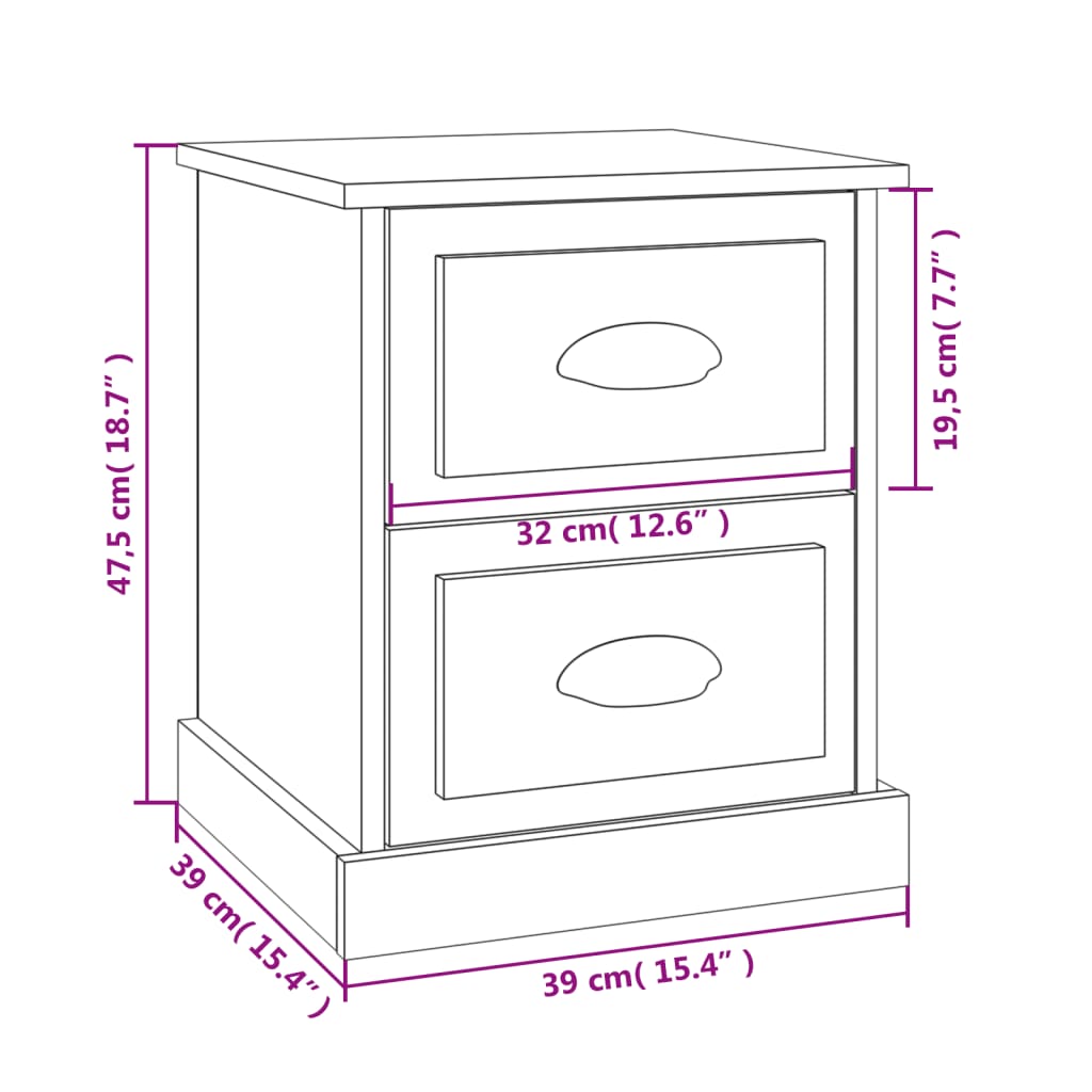 Bedside Cabinets 2 pcs Sonoma Oak 39x39x47,5 cm Engineered Wood