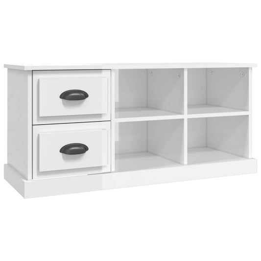 TV Cabinet High Gloss White 102x35,5x47,5 cm Engineered Wood TV Cabinet High Gloss White 102x35,5x47,5 cm Engineered Wood