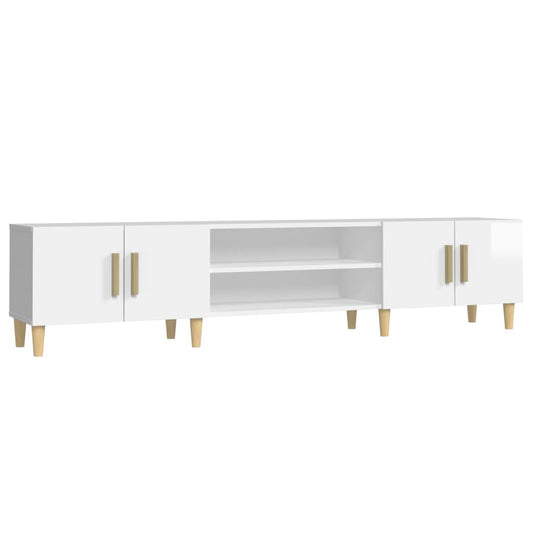 TV Cabinet High Gloss White 180x31,5x40 cm Engineered Wood TV Cabinet High Gloss White 180x31,5x40 cm Engineered Wood