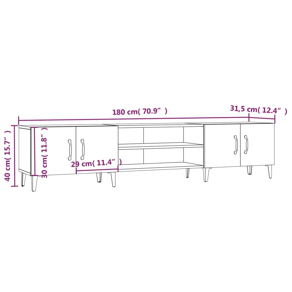 TV Cabinet Sonoma Oak 180x31,5x40 cm Engineered Wood