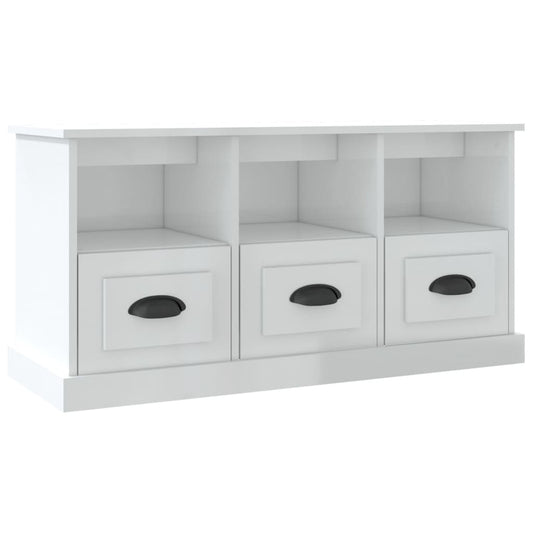 TV Cabinet High Gloss White 100x35x50 cm Engineered Wood TV Cabinet High Gloss White 100x35x50 cm Engineered Wood