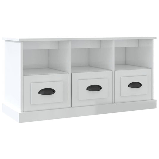 TV Cabinet High Gloss White 100x35x50 cm Engineered Wood TV Cabinet High Gloss White 100x35x50 cm Engineered Wood