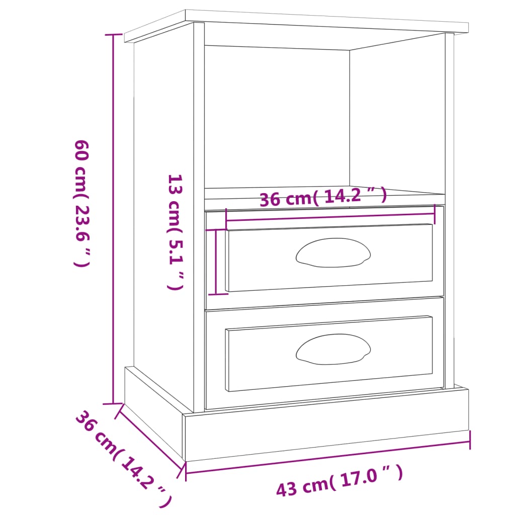 Bedside Cabinets 2 pcs Grey Sonoma 43x36x60 cm
