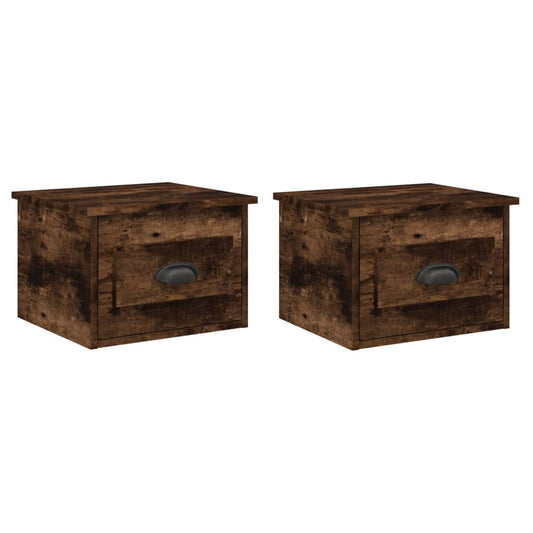 Wall-mounted Bedside Cabinets 2 pcs Smoked Oak 41.5x36x28cm Wall-mounted Bedside Cabinets 2 pcs Smoked Oak 41.5x36x28cm