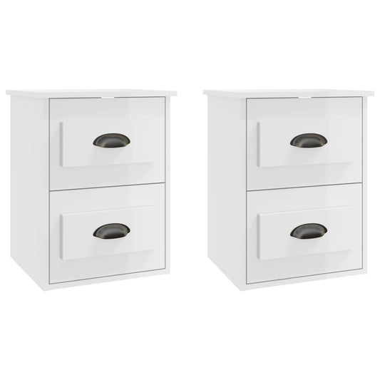 Wall-mounted Bedside Cabinets 2 pcs High Gloss White 41.5x36x53cm Wall-mounted Bedside Cabinets 2 pcs High Gloss White 41.5x36x53cm
