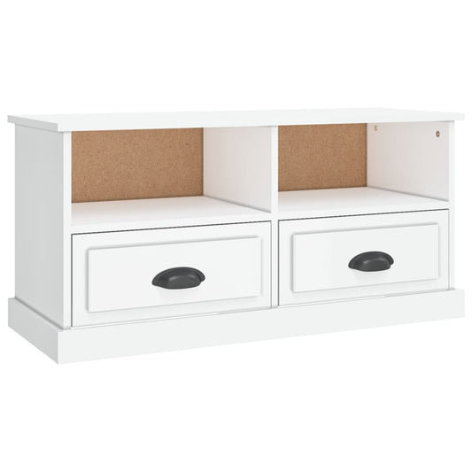 TV Cabinet High Gloss White 93x35.5x45 cm Engineered Wood TV Cabinet High Gloss White 93x35.5x45 cm Engineered Wood