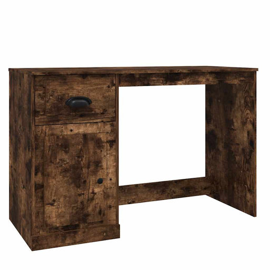 Desk with Drawer Smoked Oak 115x50x75 cm Engineered Wood Desk with Drawer Smoked Oak 115x50x75 cm Engineered Wood