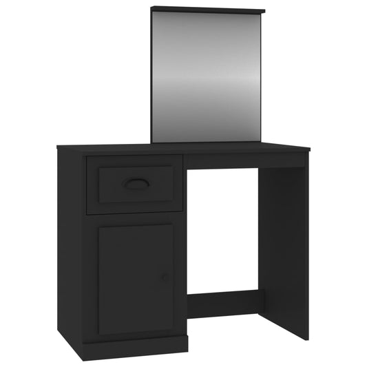 Dressing Table with Mirror Black 90x50x132.5 cm Engineered Wood Dressing Table with Mirror Black 90x50x132.5 cm Engineered Wood