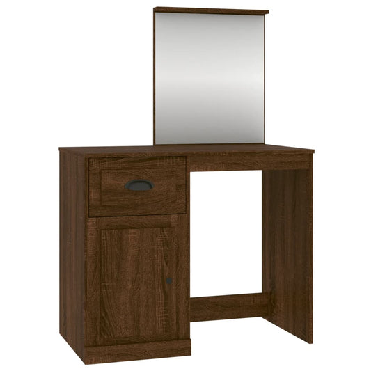 Dressing Table with Mirror Brown Oak 90x50x132.5 cm Engineered Wood Dressing Table with Mirror Brown Oak 90x50x132.5 cm Engineered Wood